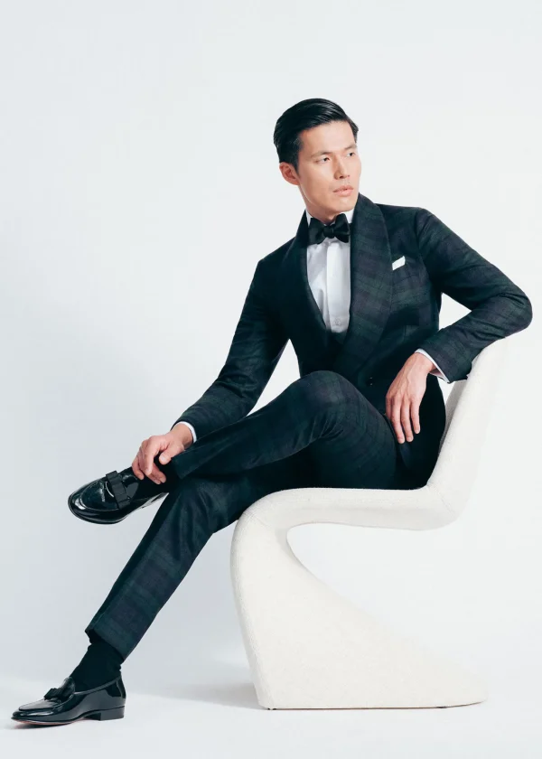 Black Watch Shawl Collar Suit