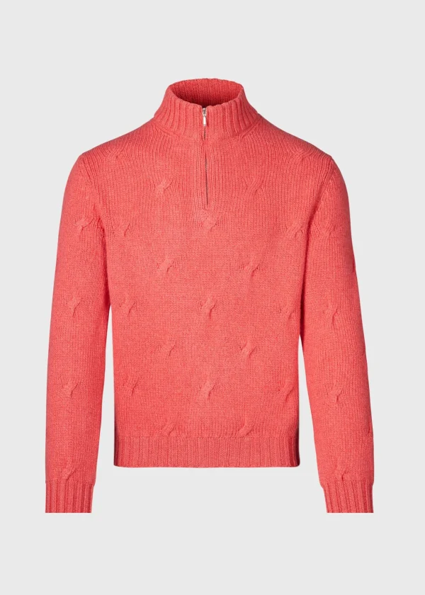 Cable Cashmere Quarter Zip Sweater