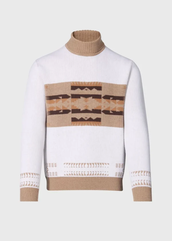 Cashmere & Wool Intarsia Turtleneck Sweater