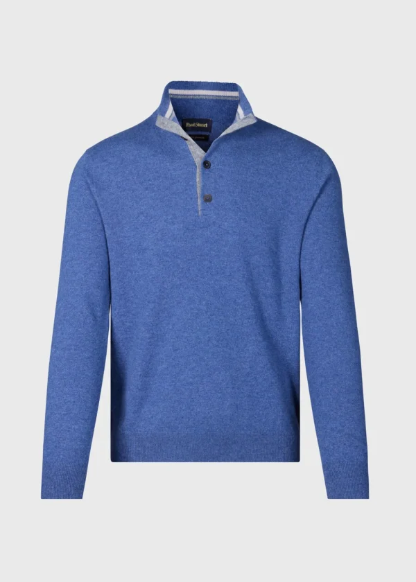 Cashmere Button Mock Sweater