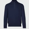 Cashmere Quarter Zip With Suede Trim