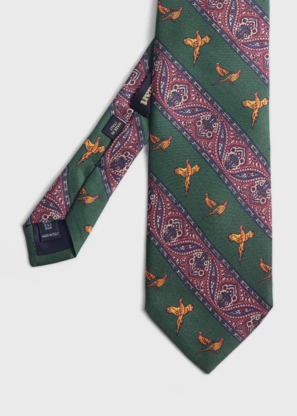 Deco Stripe And Bird Print Tie