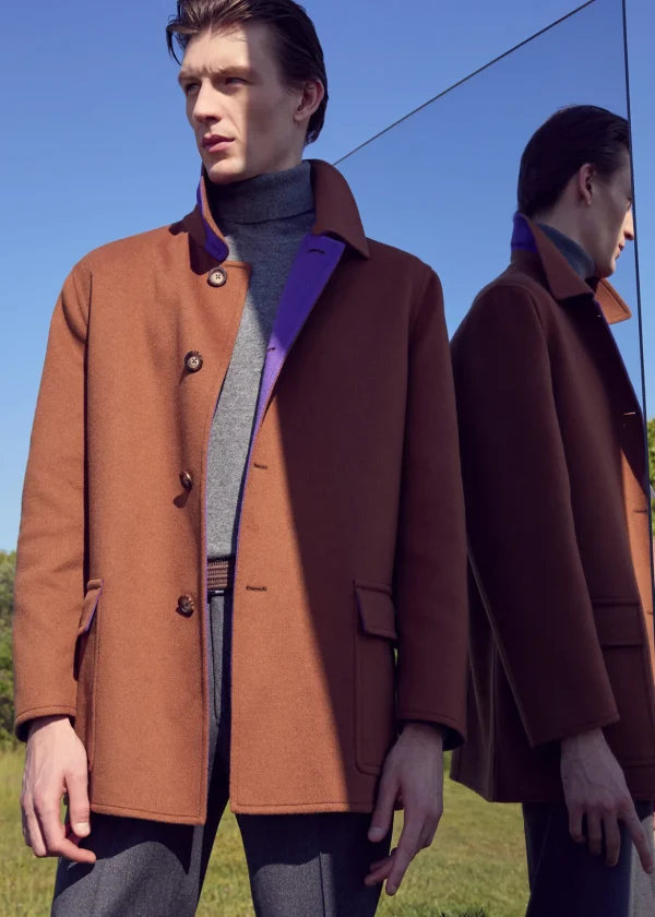 Double Face Contrast Cashmere Coat
