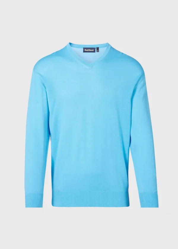 Fine Gauge Cotton V-Neck Sweater