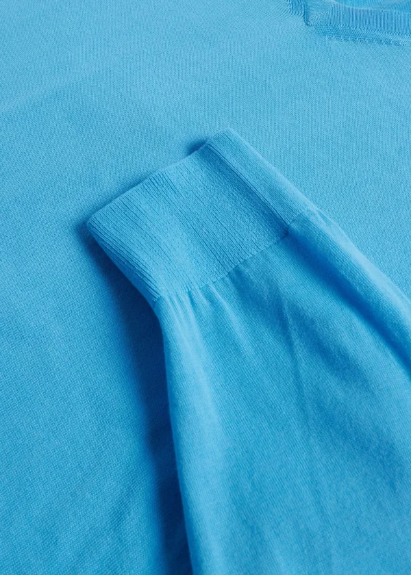 Fine Gauge Cotton V-Neck Sweater