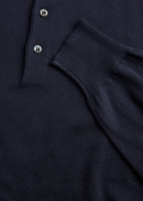 Long Sleeve Merino Wool Polo Shirt