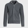 Merino Wool Ribbed Full Zip Cardigan