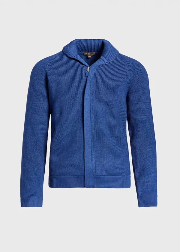 Merino Wool Ribbed Full Zip Cardigan