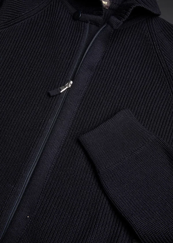 Merino Wool Ribbed Full Zip Cardigan