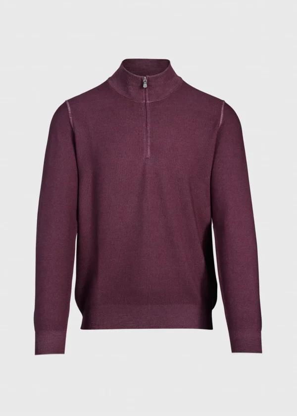 Merino Wool Rice Stitch Quarter Zip Sweater
