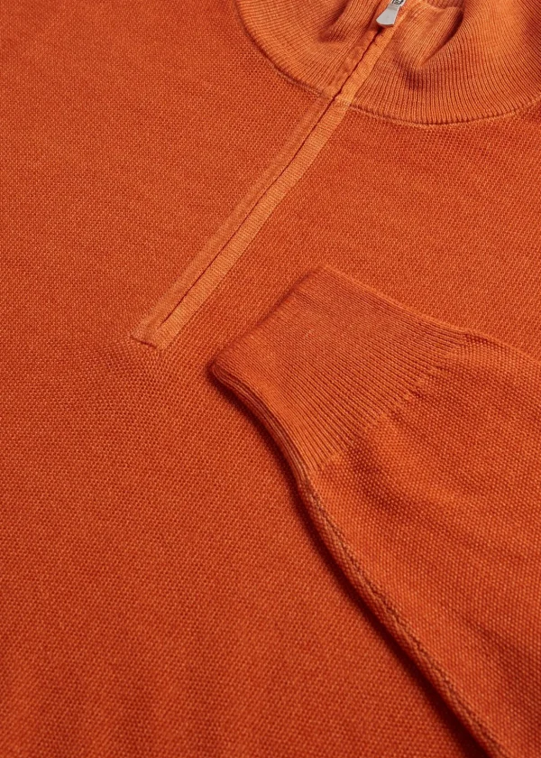 Merino Wool Rice Stitch Quarter Zip Sweater