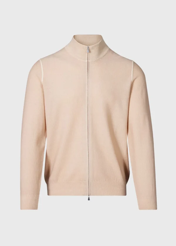 Merino Wool Rice Stitch Zip Cardigan