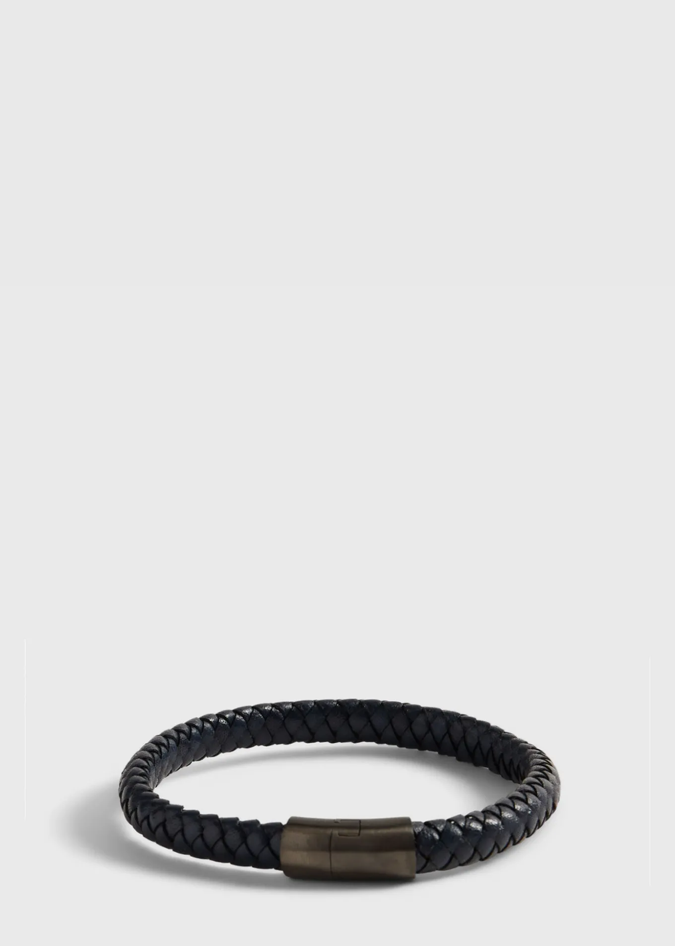 navy_braided_leather_brac_0.webp Navy Braided Leather Bracelet With Sterling Silver Closure