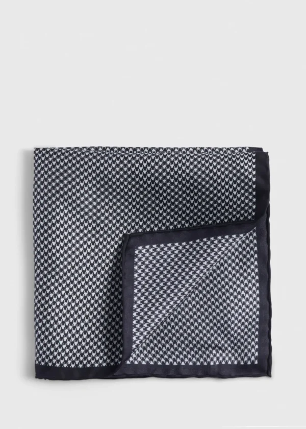 Printed Silk Houndstooth Pocket Square