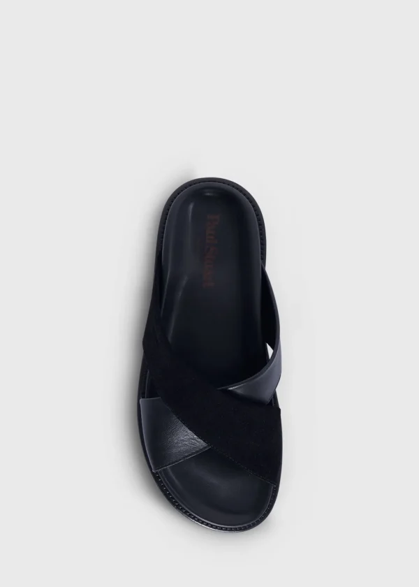 Punta Leather & Suede Crossover Slide