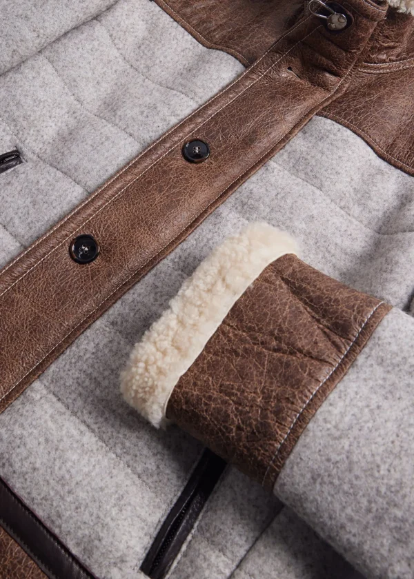 Quilted Jacket With Suede And Shearling Trim