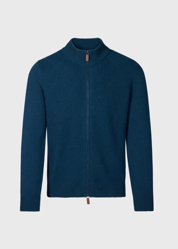 Wool And Cashmere Full Zip Jacquard Cardigan