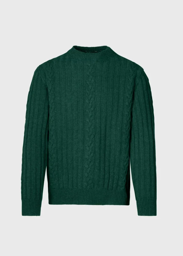 Wool Cable And Rib Crewneck Sweater