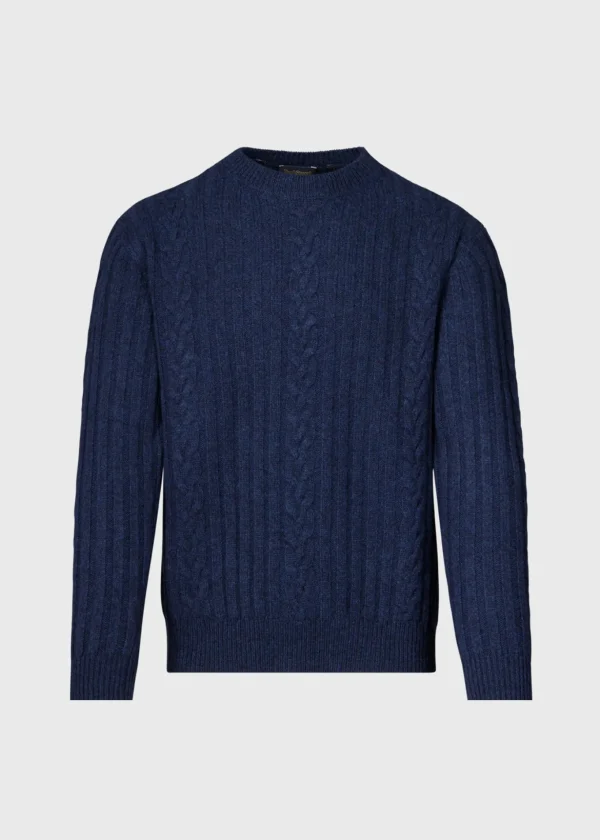 Wool Cable And Rib Crewneck Sweater