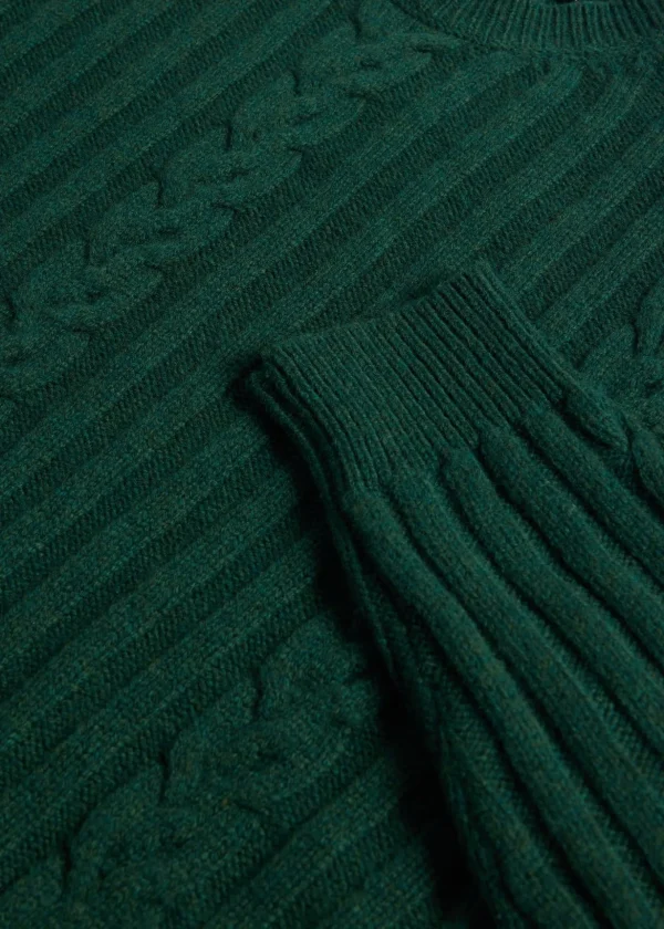 Wool Cable And Rib Crewneck Sweater
