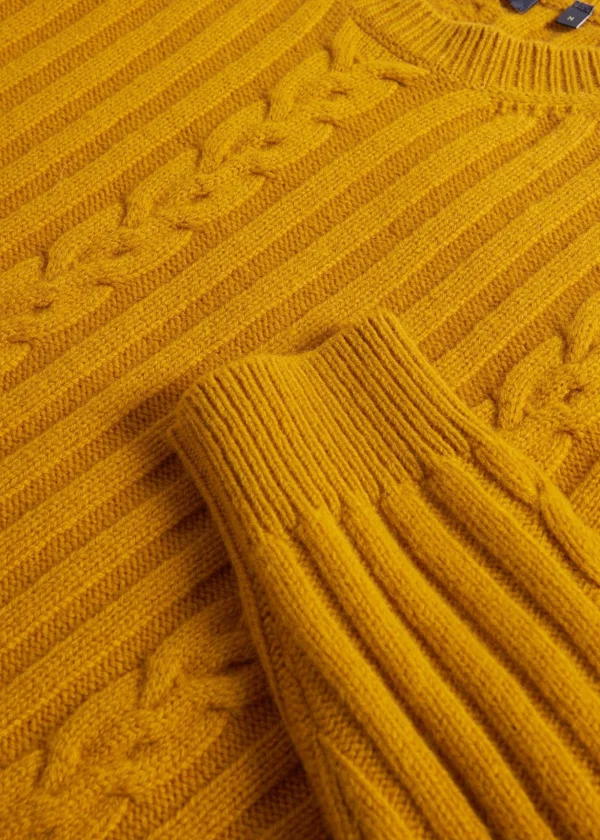 Wool Cable And Rib Crewneck Sweater