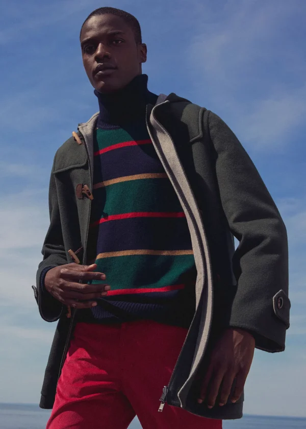 Wool Regimental Stripe Turtleneck