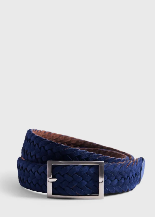 Woven Suede And Wool Reversible Belt