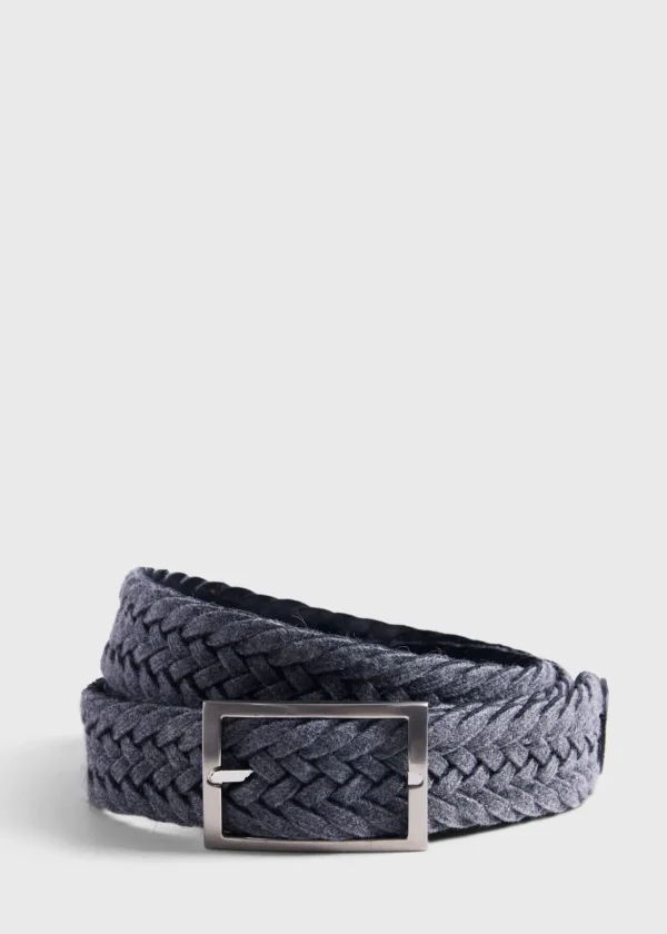 Woven Suede And Wool Reversible Belt