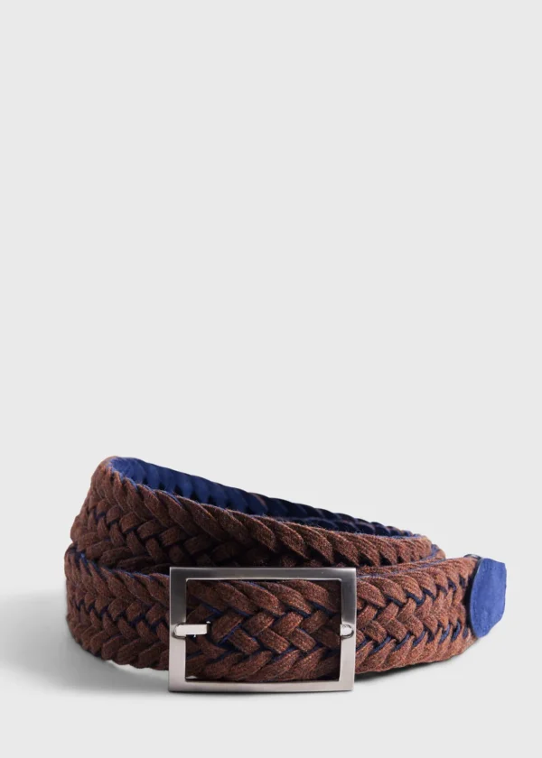Woven Suede And Wool Reversible Belt